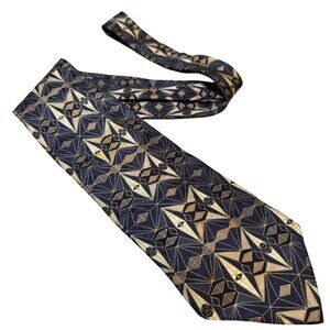 Zylos George Machado Mens 100% Italian Silk Geometric Pattern Tie